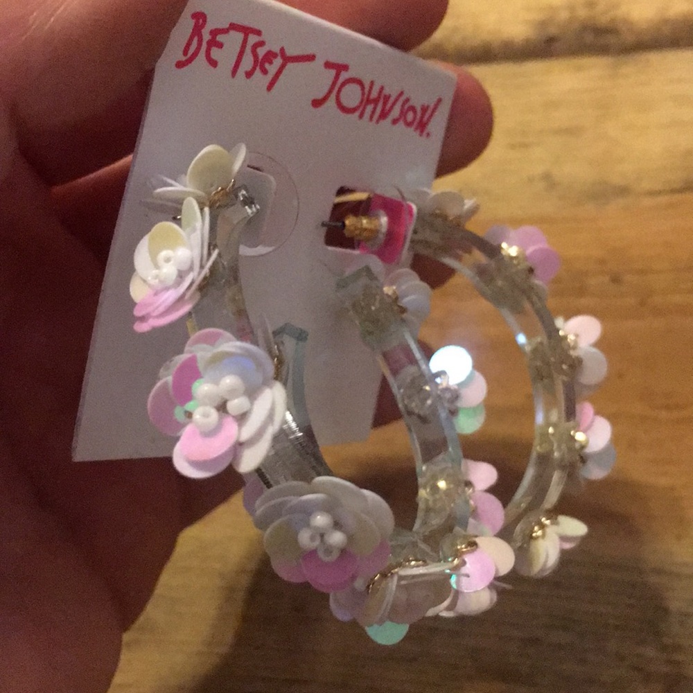 Betsey Johnson | women's studded flower hoops - Picture 3 of 6